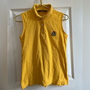 Vintage Burberrys yellow sleeveless collar tennis golf sport shirt women size M